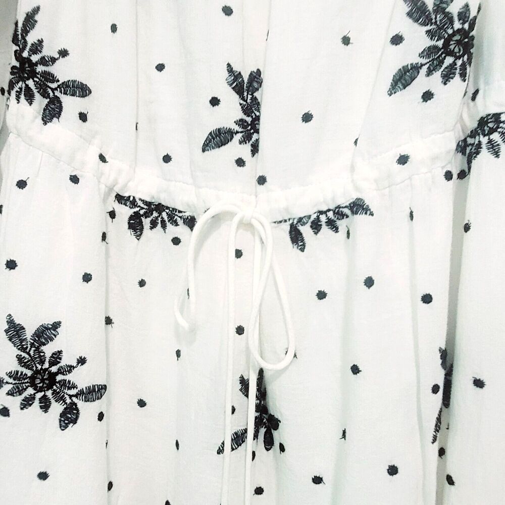 Zara Ecru off the shoulder Midi eyelet Dress S milkmaid Cottage tassels TRF - Picture 6 of 16